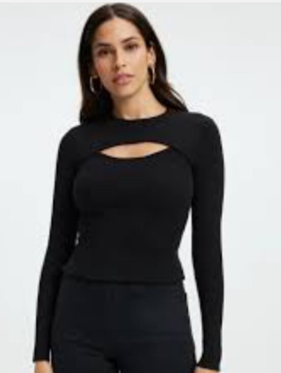 Good American Tops - Good American Cut Out Rib Top Size 3/4